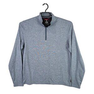 Mens Gerry Blue 1/4 Zip Pullover Shirt Long Sleeve Polyester Stretch Size L